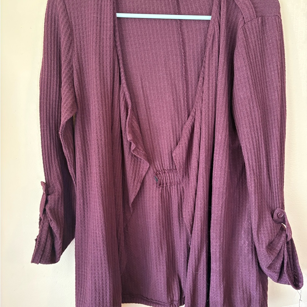 Maurices Ribbed Purple Cardigan